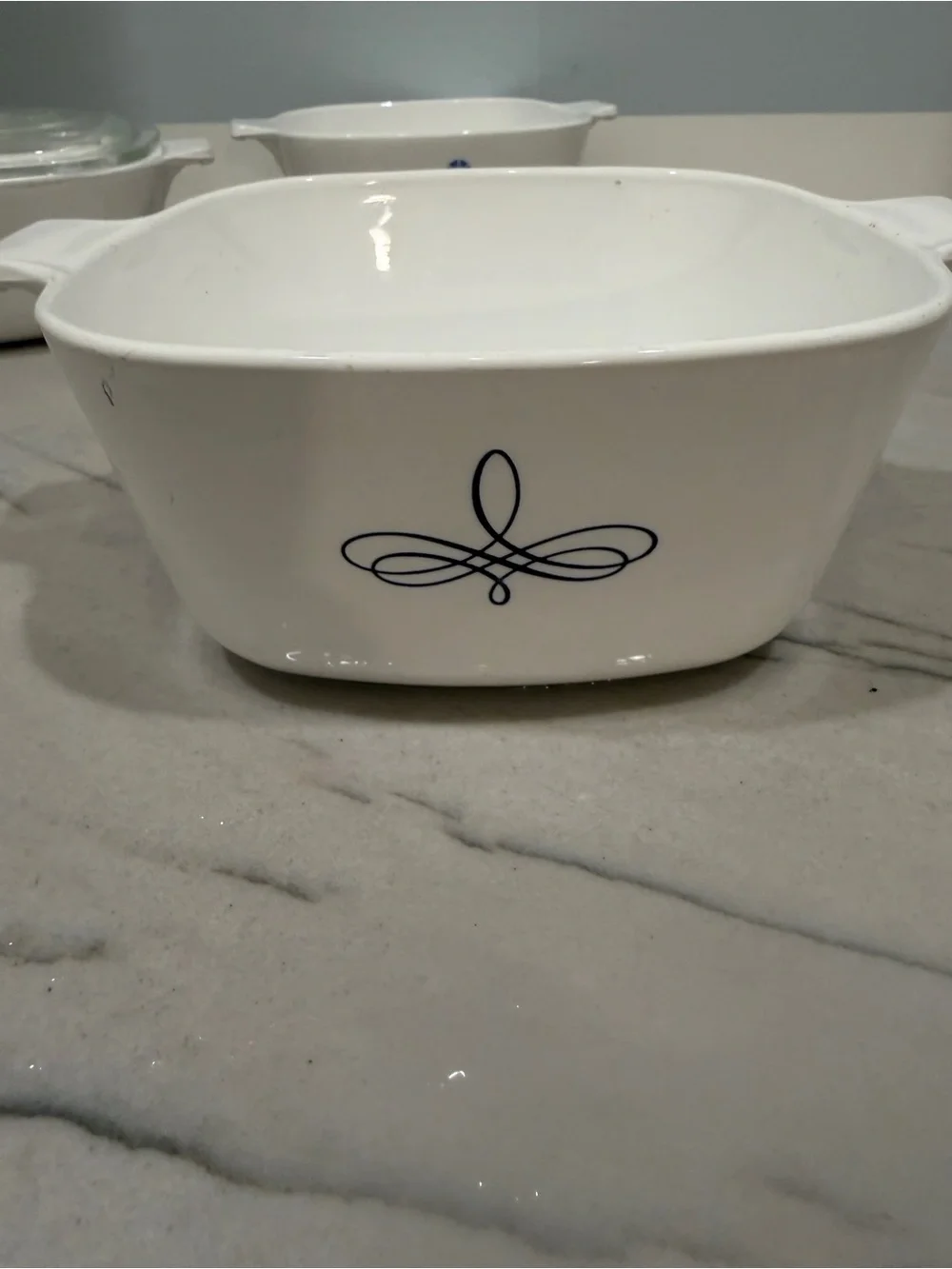 Vintage CorningWare Set Blue Cornflower Pattern and Trifoil  - Set of 4